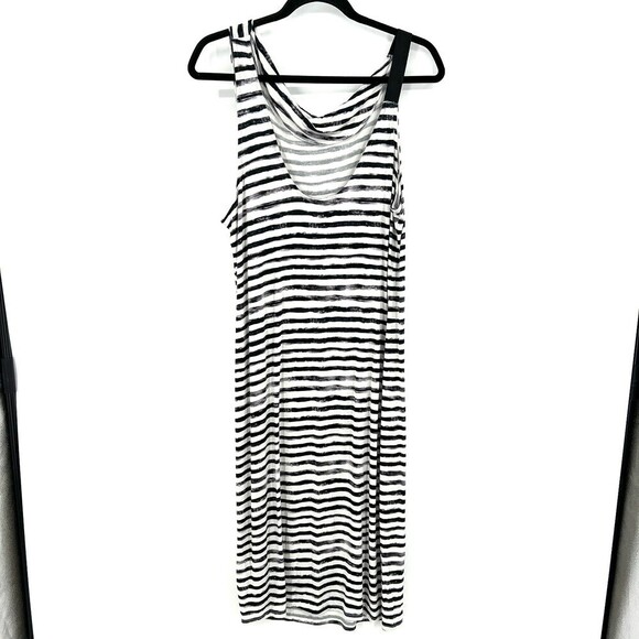 THREADS 4 THOUGHT Ink Stripe Soft Modal Cowl Neck Sleeveless Midi Dress Large - Picture 3 of 7